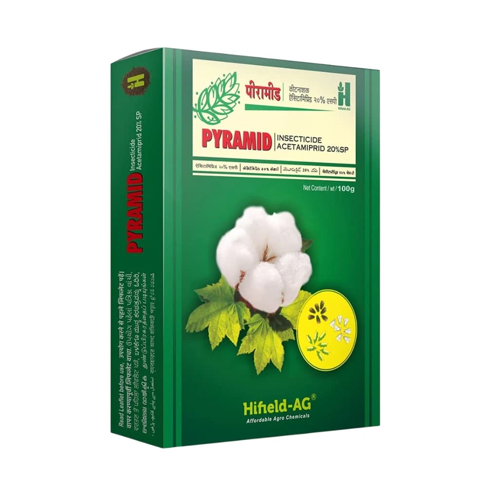 Hifield Pyramid Acetamiprid 20% SP, Effective Systemic Fungicide, Control Aphids, Jassids And White Flies, Ovicidal Property, Stomach Action - Image 1