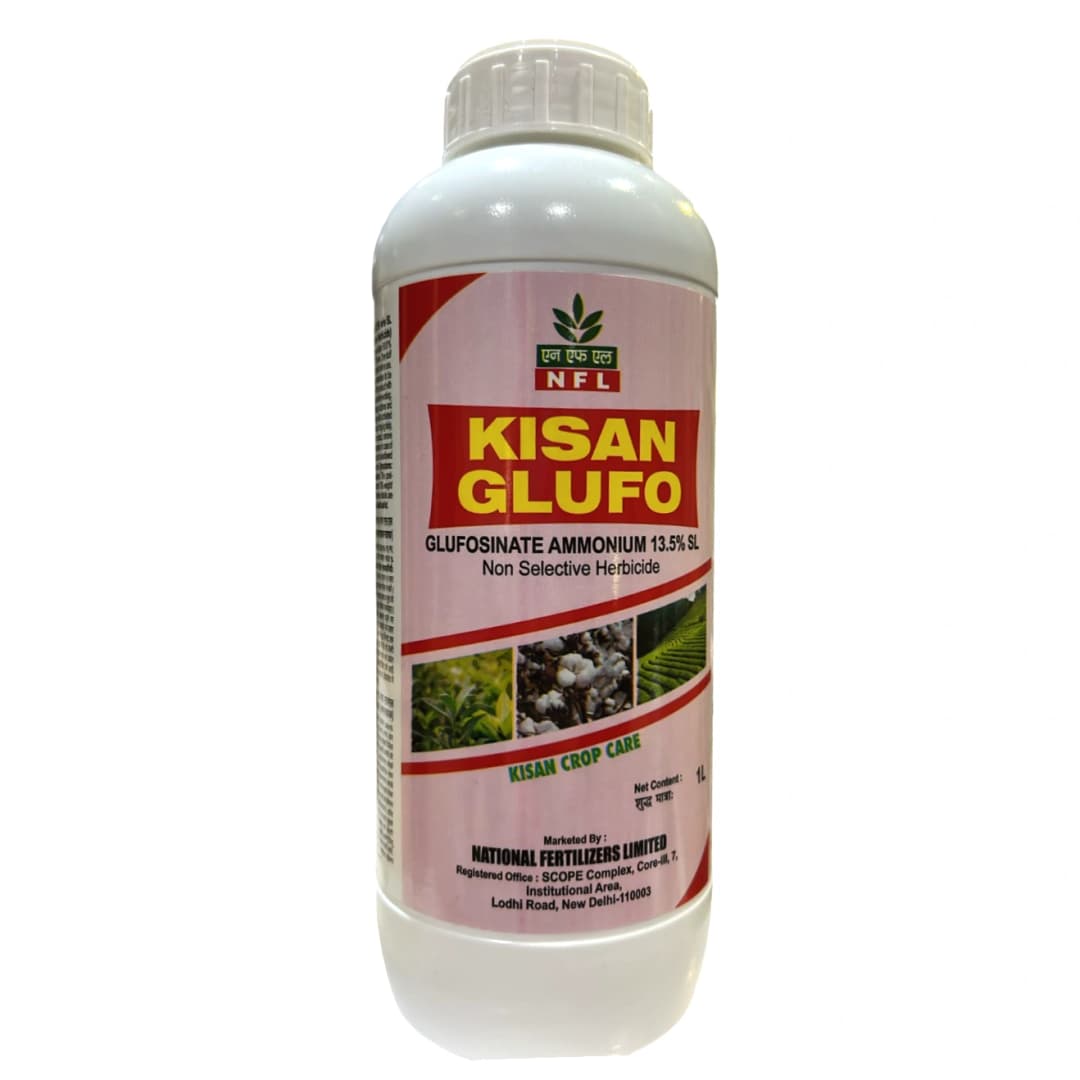 NFL Kisan Glufo Glufosinate Ammonium 13.5% SL Herbicide, Non-Selective, Post-Emergence, Effective Weed Control In Crops