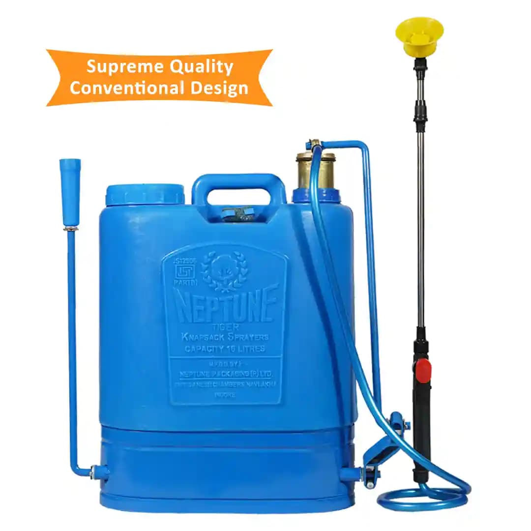Neptune Hariyali-10 Knapsack Hand Sprayer 16L HDPE Tank, Brass Pressure Chamber, Telescopic Lance, 3 Nozzles Metal Skirting, Ideal for Farming, Garden - Image 2