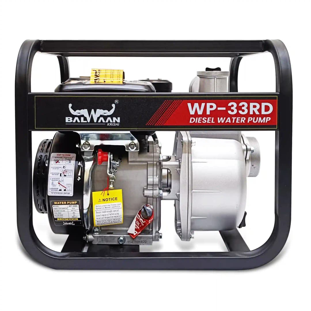 Balwaan WP-33RD 7HP Diesel Water Pump, 4 Stroke Engine, 3-Inch Outlet, Recoil Starter