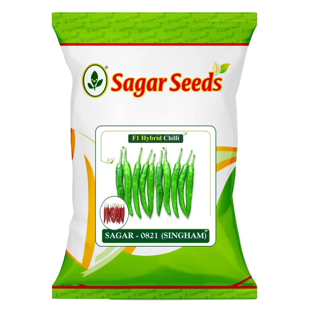 Sagar 0821 (Singham) F1 Hybrid Chilli Seeds, High Pungency, Dark Green, Early Maturing, High Yield - Image 1