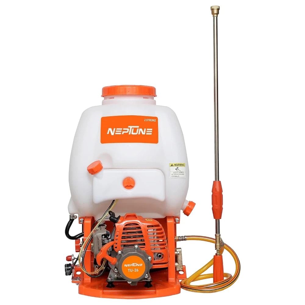 Neptune Model-608 Knapsack Power Sprayer, 2-Stroke 26CC Petrol Engine, 16L Tank, 2 Types Spray Guns Included, Ideal for Farming, Agriculture & Garden