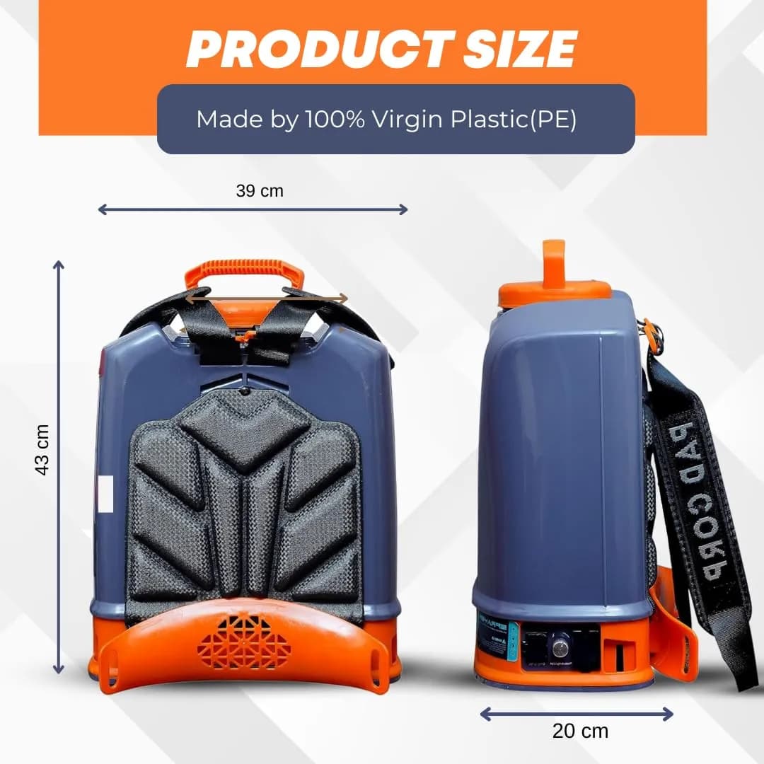 Pad Corp Li-Ion Lithium Battery Sprayer 12 Volt x 14 Amp, 1 Year Battery Warranty, Light Weight, 4.5 LPM Copper Motor, 16 Ltr Tank, Digital Volt Meter - Image 5