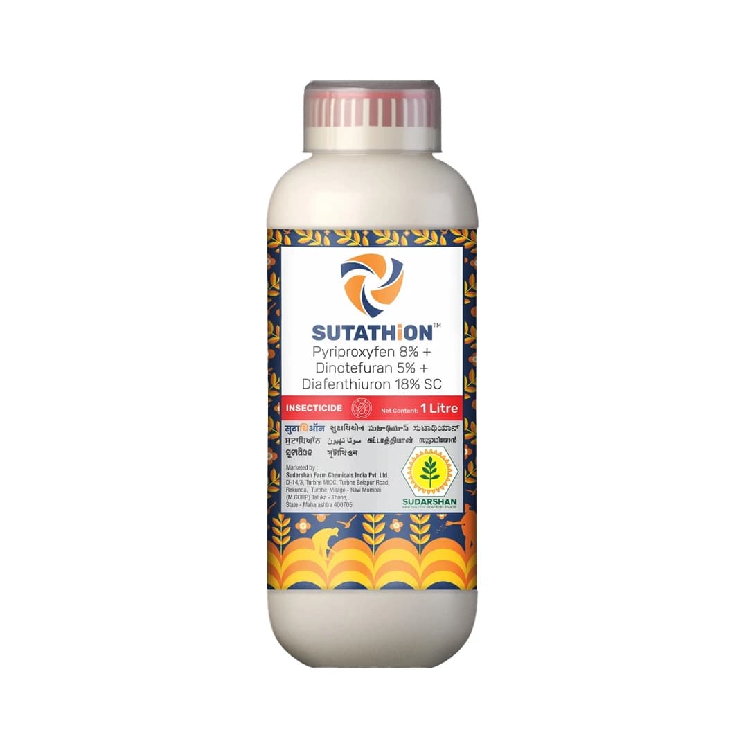 Sudarshan Sutathion Pyriproxyfen 8% + Dinotefuron 5% + Diafenthiuron 18% SC Insecticide, Use For Brinjal, Tomato and Cotton - Image 1