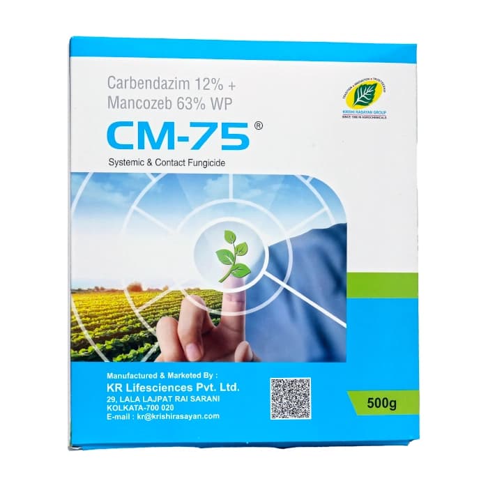 Krishi Rasayan CM 75 Fungicide. Carbendazim 12% + Mancozeb 63% WP System And Contact Fungicide