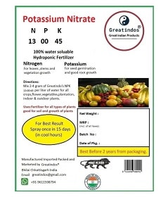 Greatindos Premium Quality Potassium Nitrate NPK 13:00:45 Fertilizer, Essential For Vegetable Growth.