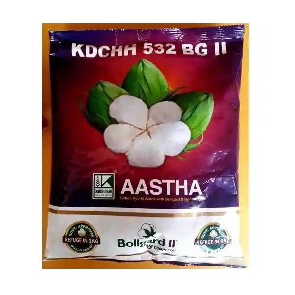 Krishidhan Aastha KDCHH 532 BG-II Cotton Seeds, Kapas Ke Beej, BT Protection (475 Gm)