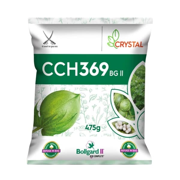 Crystal CCH369 BG-II Hybrid Cotton Seeds, Early Maturity, Big Boll Size (475 Gm)