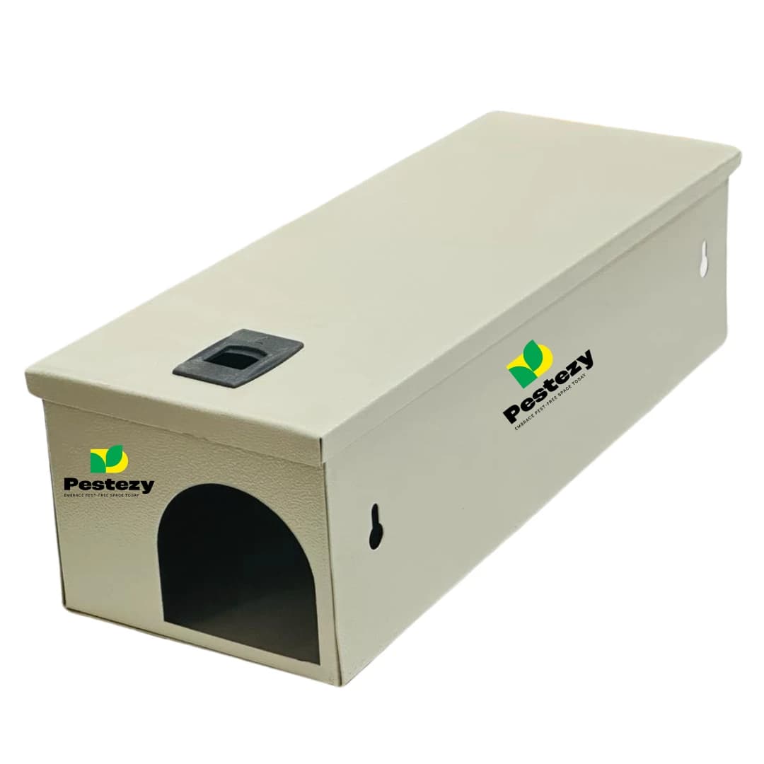 Pestezy Roda Box, Rodent Box Push Lock Rat Trap, Rodent Bait Station, Powder-Coated Mild Steel, Indoor And Outdoor Use