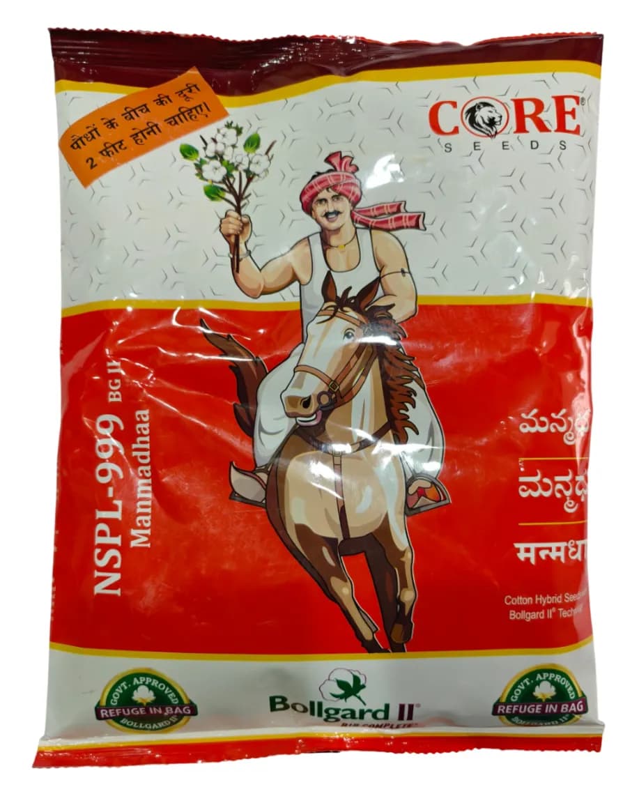Core Seeds Manmadhaa NSPL-999 BG ll Cotton Seeds, Medium Maturity (475 Gram) - Image 1