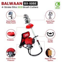 Balwaan BX 50BE Eco Back Pack Brush Cutter, 4 Stroke 50CC, Use For Crop Cutting Cum Grass Cutting 4
