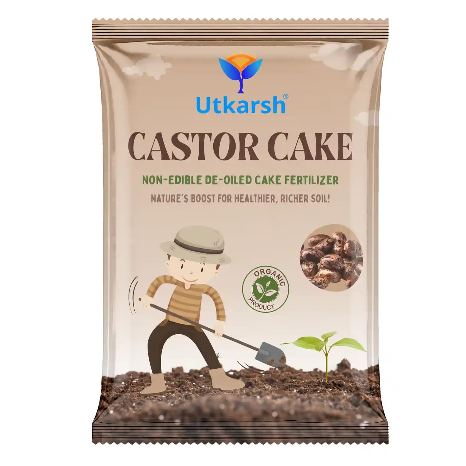 Utkarsh Castor Cake, Organic Fertilizer Boost Promotes Healthy Plant Growth - Image 1
