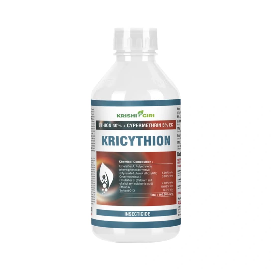 Krishigiri KRICYTHION Ethion 40% + Cypermethrin 5% EC Insecticide, Effective For Cotton And Chilli Crops - Image 1