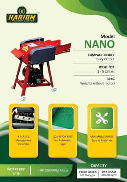 Hariom Chaff Cutter (Nano), 4 Blades, Ideal For Farmers With Limited Cattle, Efficiently Cuts Green and Dry Grass 2