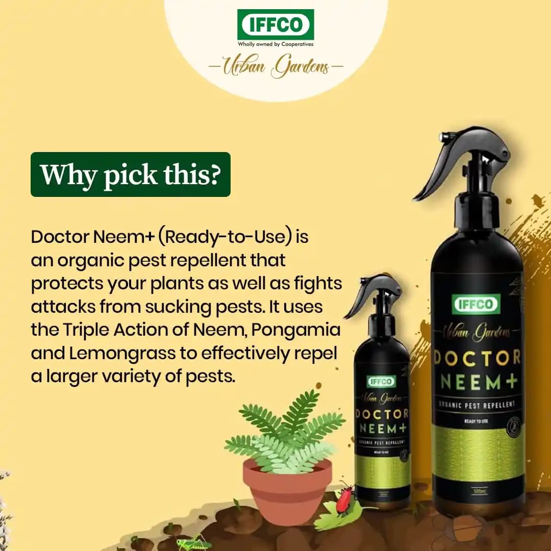 IFFCO Urban Garden Doctor Neem+ Organic Pest Repellent, Fight Against Sucking Pest, Triple Action Neem, Pongamia And Lemongrass Oil, Ready To Use - Image 4