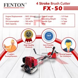 Fenton Krishi Side Pack FX-50 Prime Brush Cutter, 50CC, 4-Stroke, 1.8HP Engine, 750ML Fuel Tank, Best For Gardens, Backyards And Small Fields 3