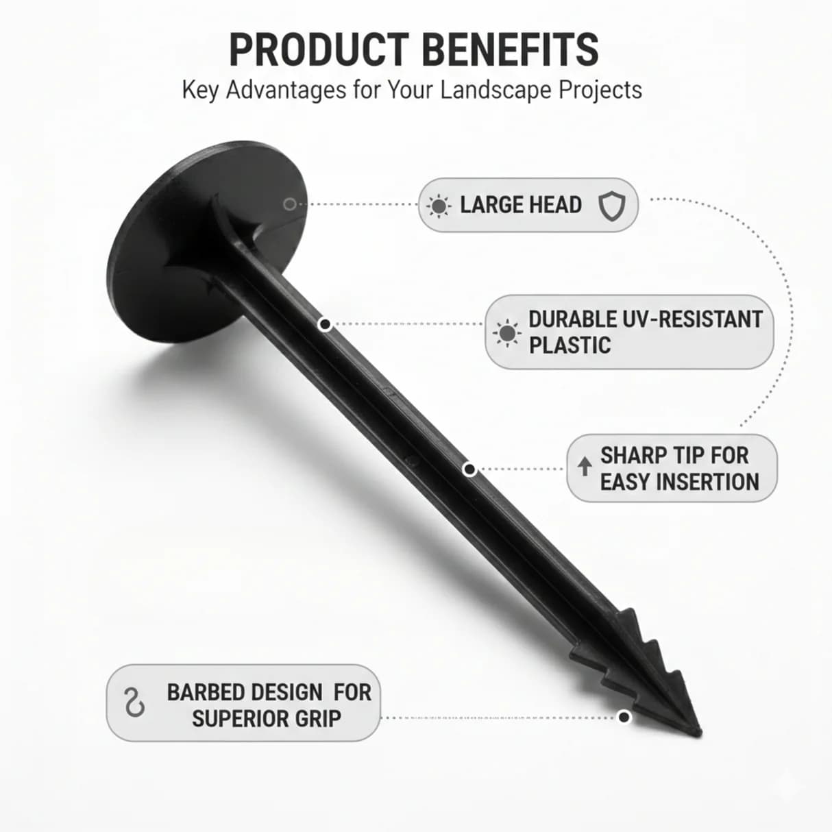 Singhal 17 Cm Plastic Weed Mat Anchor Peg For Landscape Fabric Fixing - Image 3