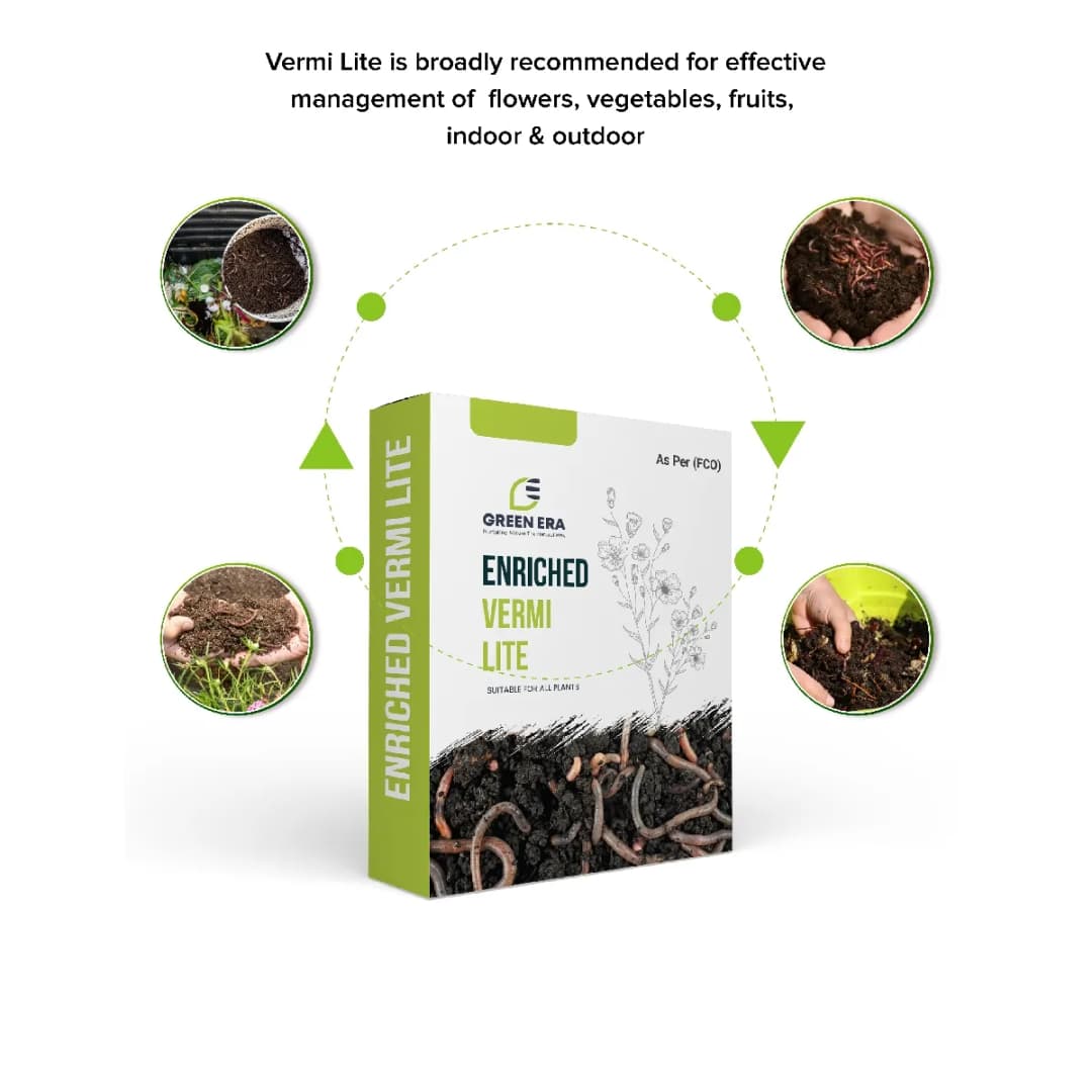 Green Era Enriched Vermi Lite, Organic Ready to Use Vermi Compost Fertilizer, Soil Manure For Plants