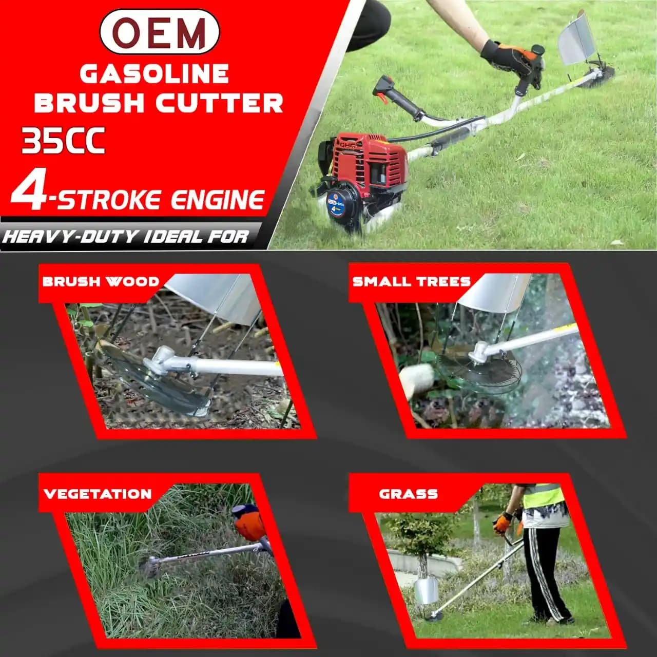 OEM Professional 4 Stroke Brush Cutter With Honda GX35 Type Engine, Side Pack Model - Image 5