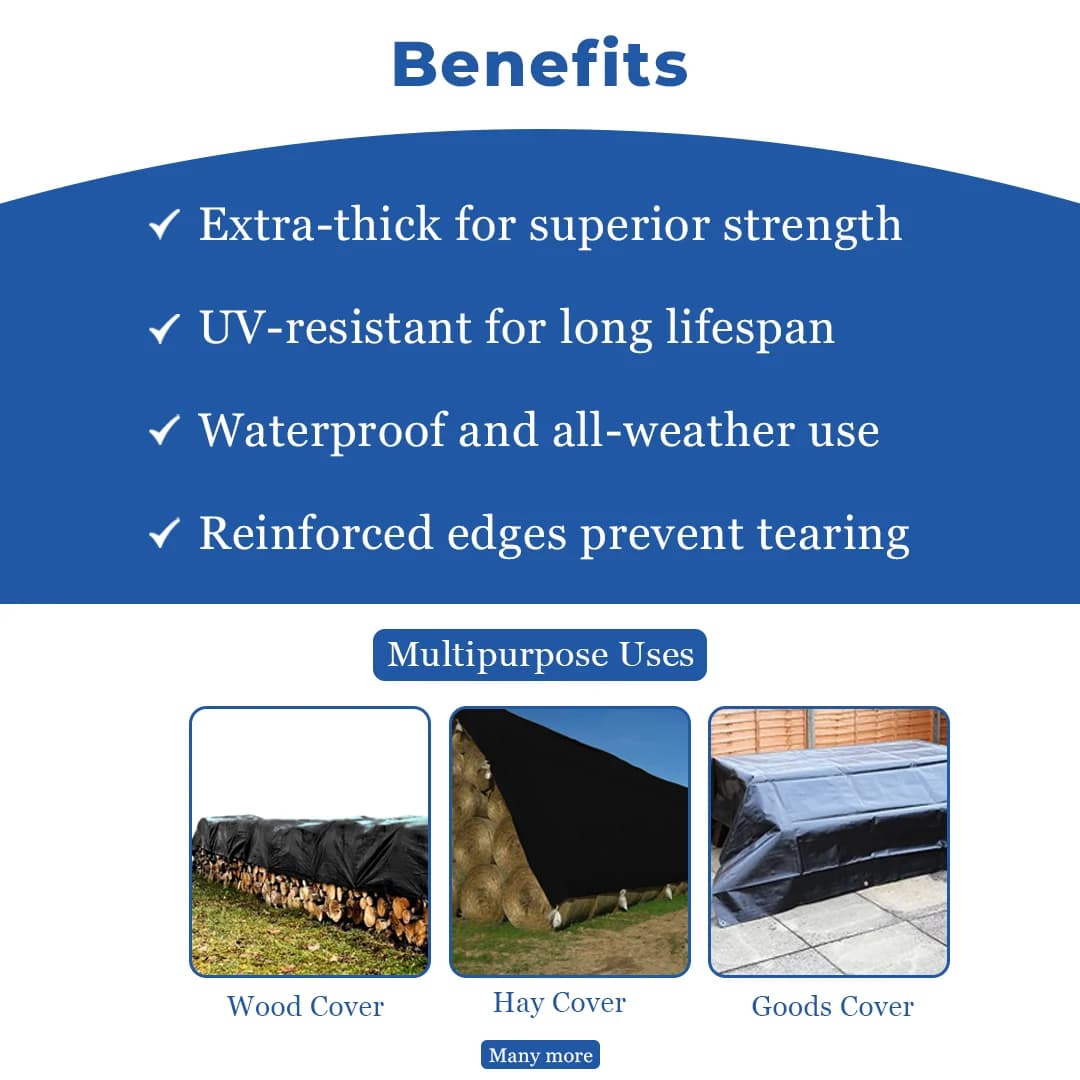 Black HDPE 250 GSM Heavy Duty Plastic Tarpaulin, Tirpal, Tadpatri for Multipurpose, Strong and Long Lasting Product - Image 4