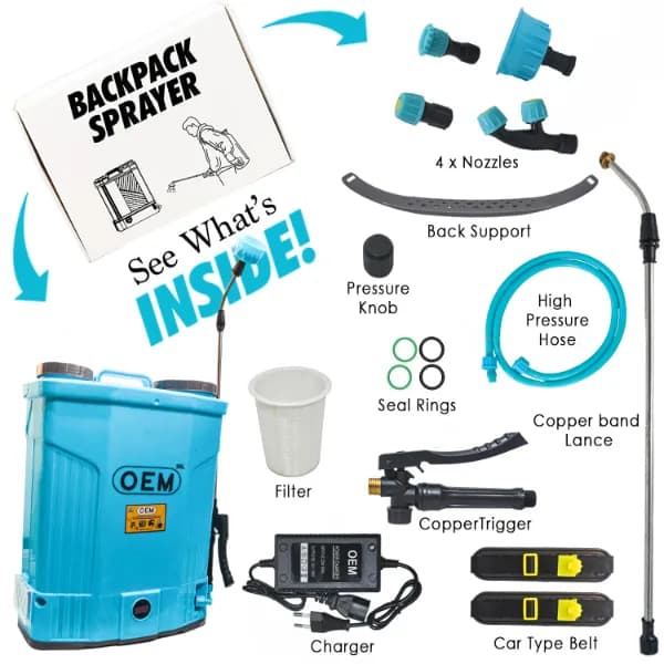 OEM Gold Series Double Motor Battery Operated Sprayer, 12V x 16A Battery (20L Capacity), Digital Voltmeter, Powerful Agriculture Sprayer - Image 8