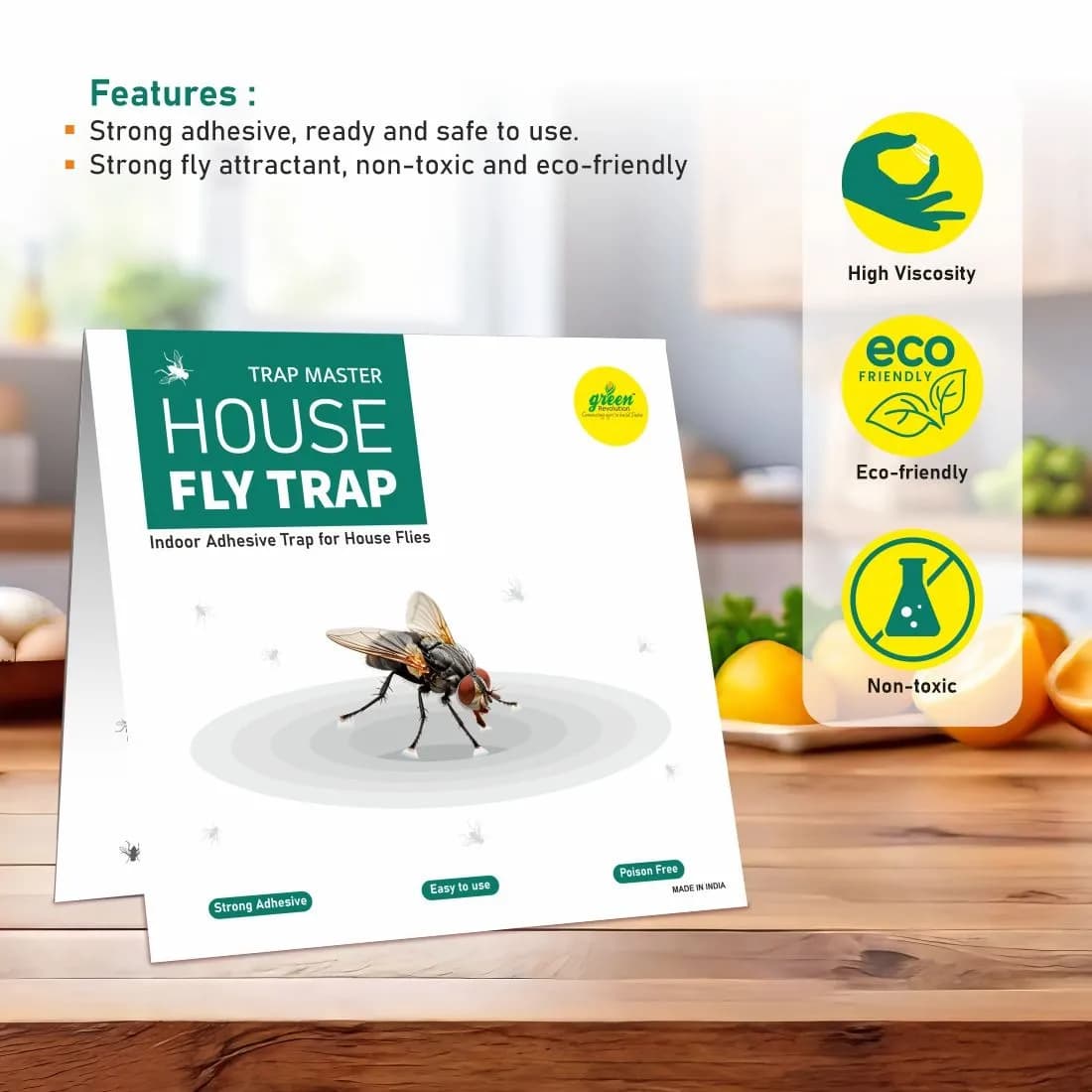 Green Revolution House Fly Trap (Pack of 10) Glue Trap, Insect Trap For Housefly, Poultry Flies, Sticky Paper - Image 8