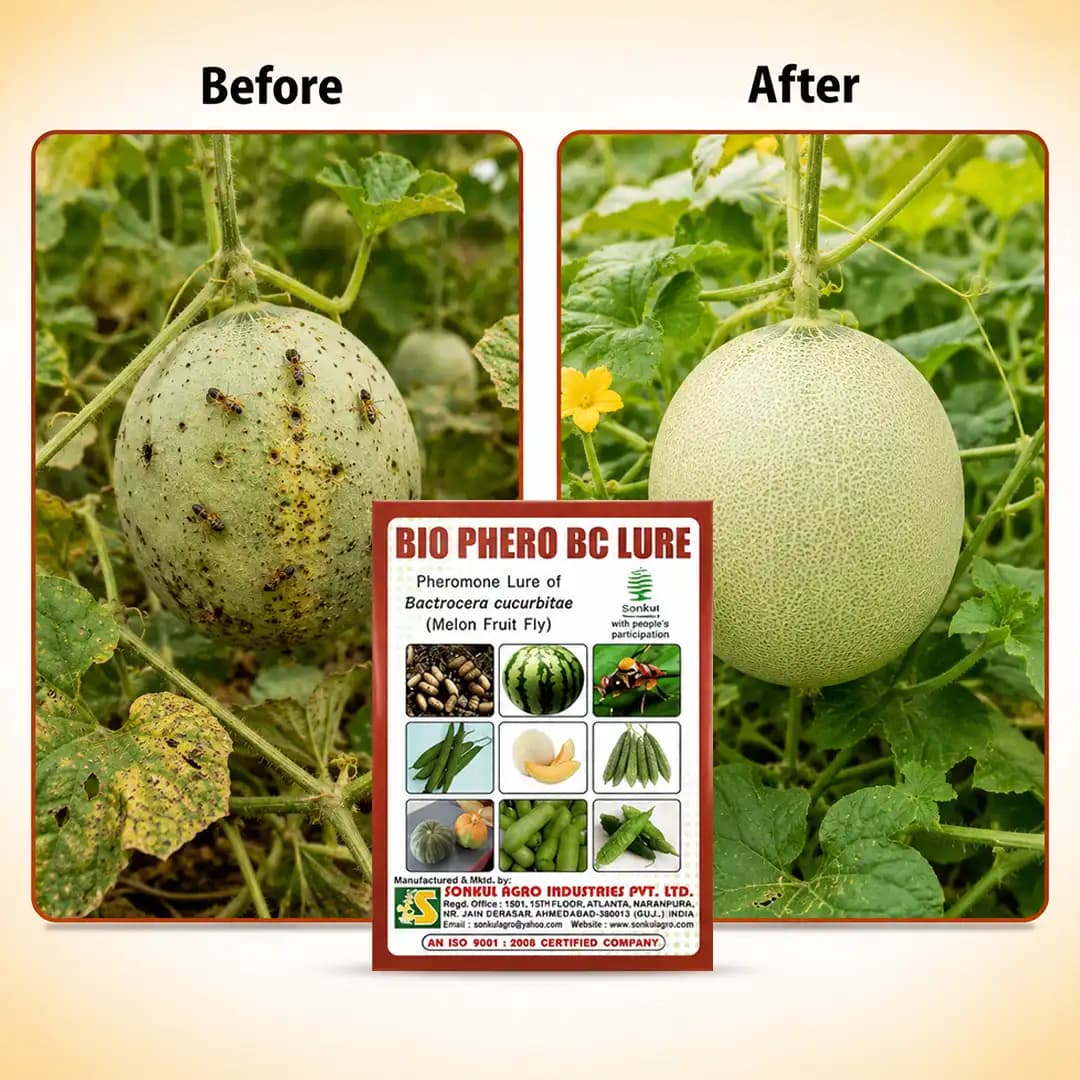 सोनकुल एग्रो इंडस्ट्रीज का कॉम्बो - बायो फेरो बीसी बैट्रॉसेरा क्यूकुर्बिटाए (मेलन फ्रूट फ्लाई) ल्योर और ग्लास ट्रैप - Image 2