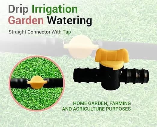 Radhe Straight Connector With Tap Joiner, Garden Drip Irrigation Accessories, Regulates Flow For 16mm Pipe - Image 4