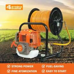 Neptune NPW-768-WH 4-Stroke Portable Power Sprayer, 35CC Petrol Engine, 50 Meter Hose Pipe, Hose Reel With Spray Gun, Ideal For Farming & Garden 5