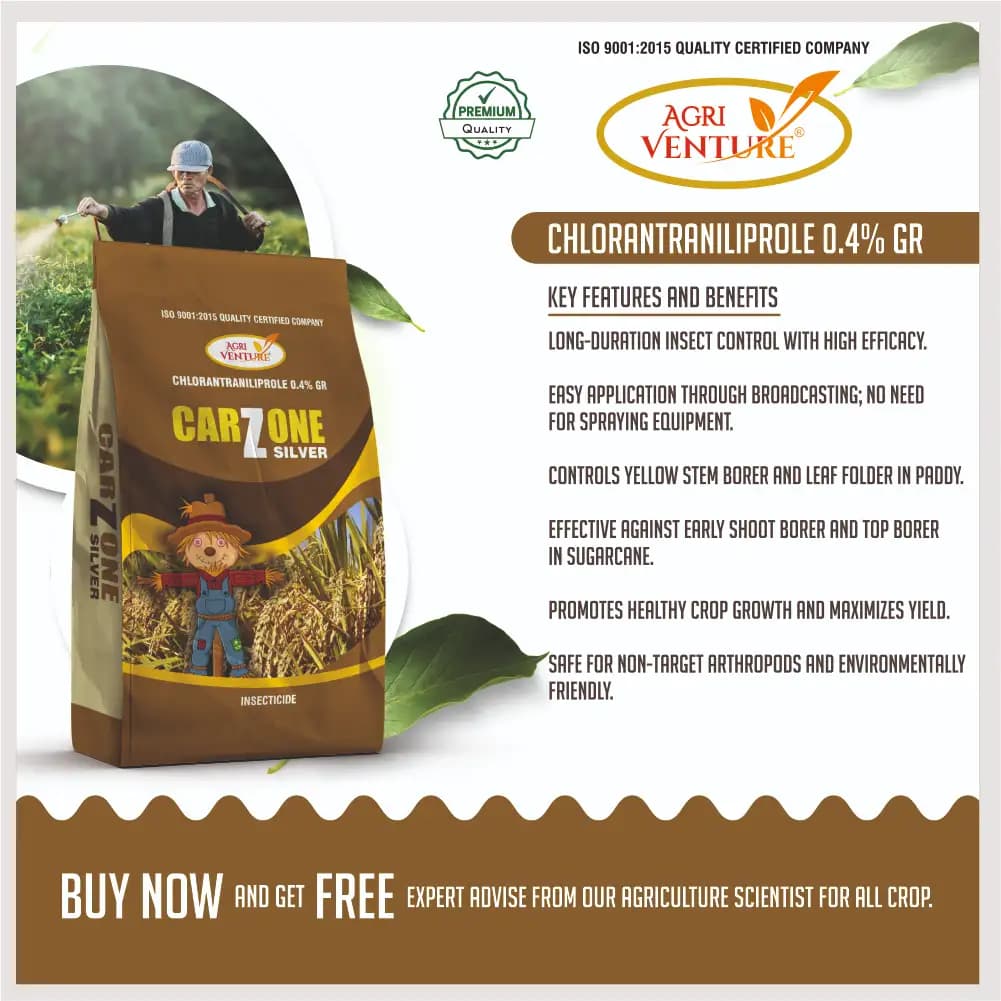 Agriventure CARZONE SILVER Chlorantraniliprole 0.4% GR Insecticide, Highly Effective Granular For Paddy And Sugarcane - Image 3