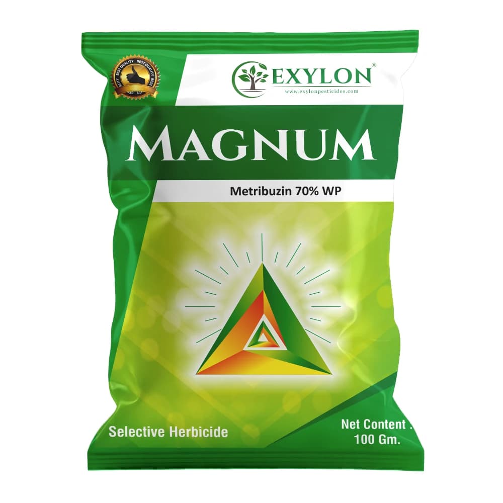 Exylon MAGNUM Metribuzin 70% WP Herbicide, Pre And Post Emergence, Effective Control Broadleaf And Grassy Weeds In Crops