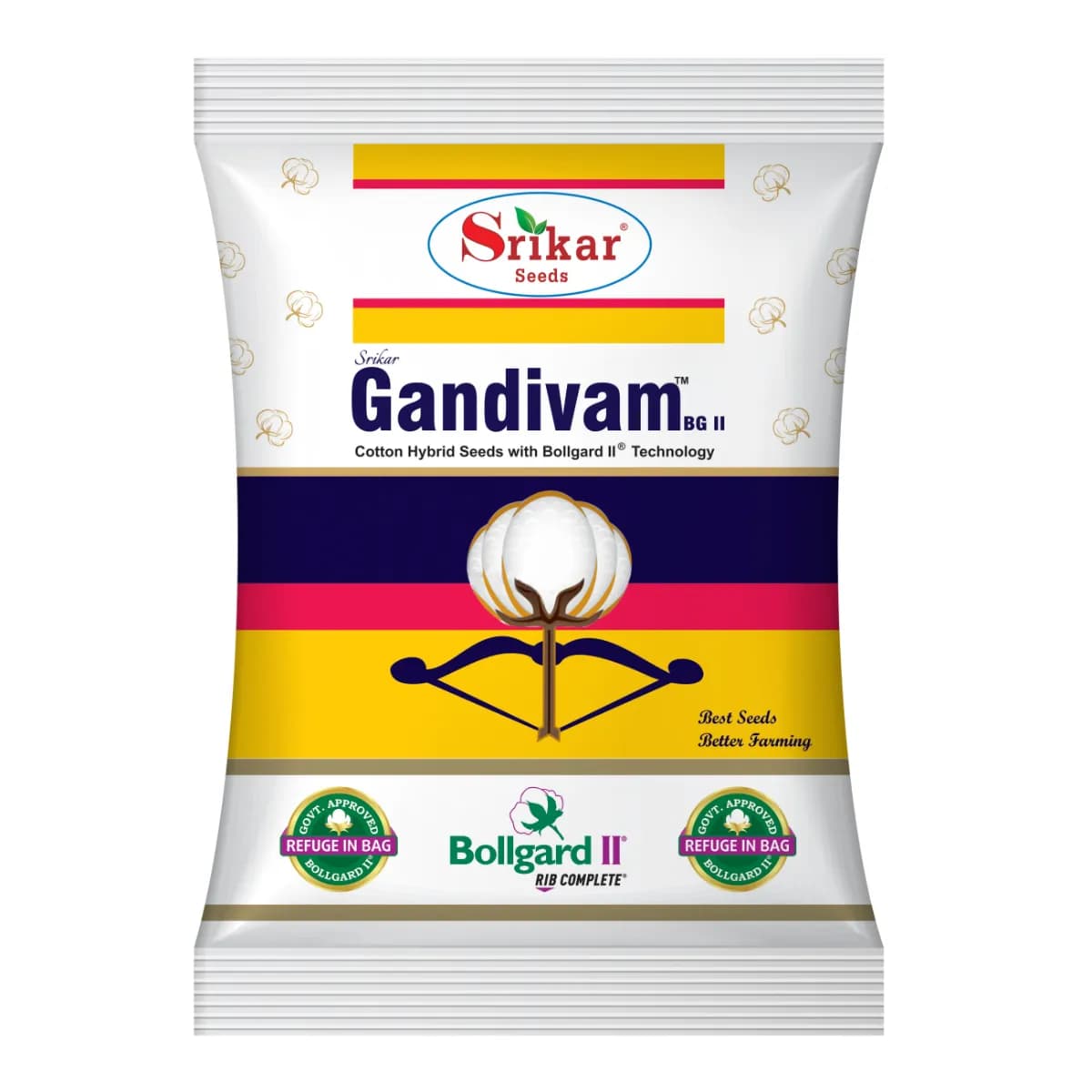 Srikar Gandivam 69SS66 BG II Hybrid Cotton Seeds, High Yielding Hybrid Variety Suitable For Rainfed As Well As Irrigated Cultivations (475 Gram) - Image 1
