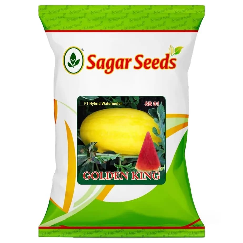 Sagar Golden King F1 Watermelon Seeds, Dark Yellow Skin, Deep Red Flesh And High Yield