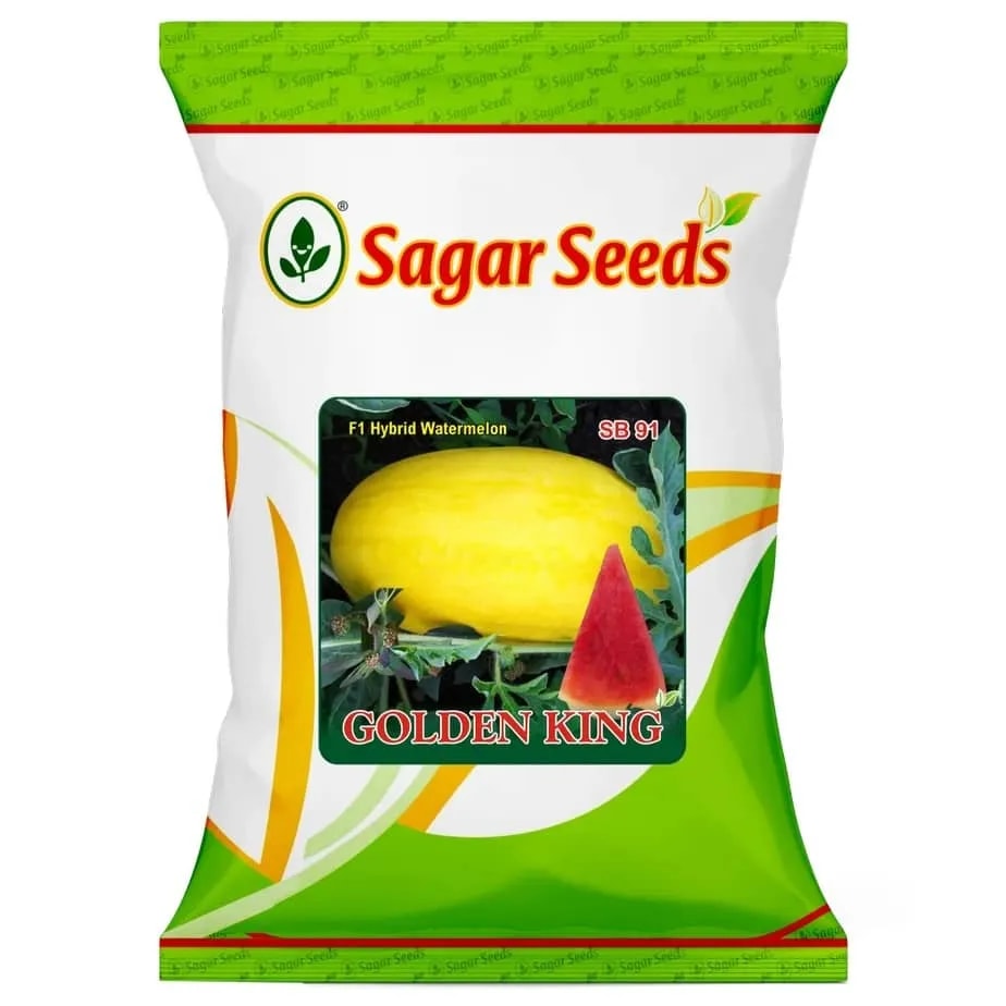 Sagar Golden King F1 Watermelon Seeds, Dark Yellow Skin, Deep Red Flesh And High Yield