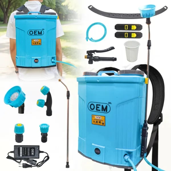 OEM Gold Series Double Motor Battery Operated Sprayer, 12V x 16A Battery (20L Capacity), Digital Voltmeter, Powerful Agriculture Sprayer