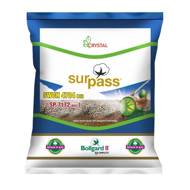 Crystal Surpass SP 7172 (SWCH 4704 BG-II) Hybrid Cotton Seeds, High Yield & Strong Pest Tolerance (475 Gm) - Image 1