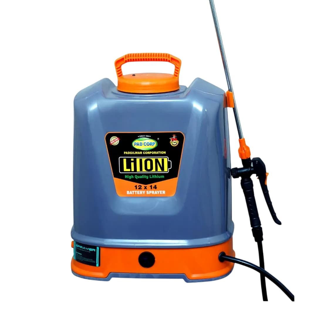 Pad Corp Li-Ion Lithium Battery Sprayer 12 Volt x 14 Amp, 1 Year Battery Warranty, Light Weight, 4.5 LPM Copper Motor, 16 Ltr Tank, Digital Volt Meter