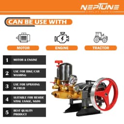 Neptune HTP-Gold-Plus Triplex Sprayer Pump, 30-45 L-Min Output, High Pressure Tractor-Mounted Sprayer Pump, Pesticide, And Car Wash Solutions 2