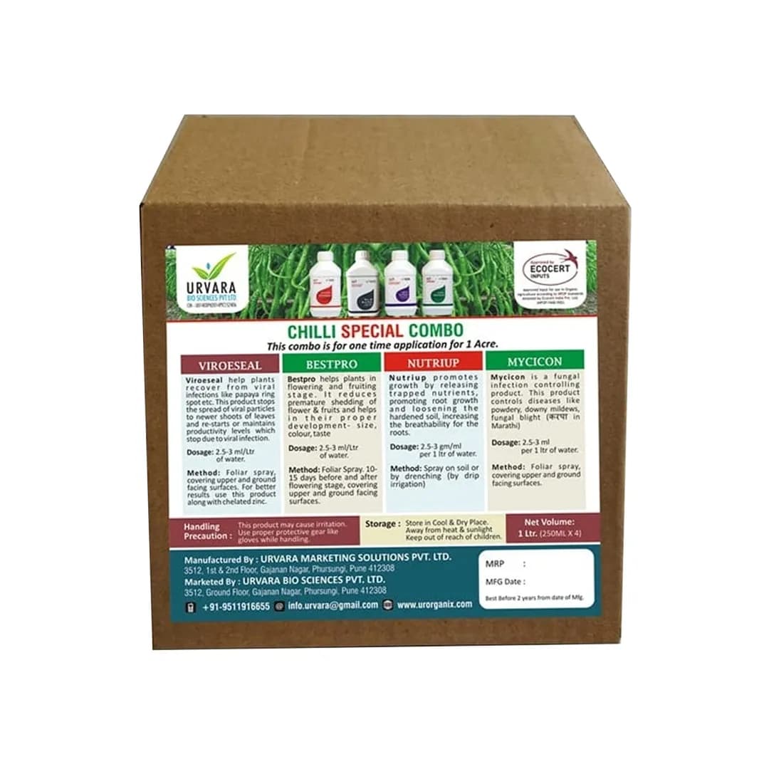Chilli Special Combo Specially made for Chilli Crop, contains anti viral, anti fungal, flowering & fruiting enhancer, biofertilizer - Image 1