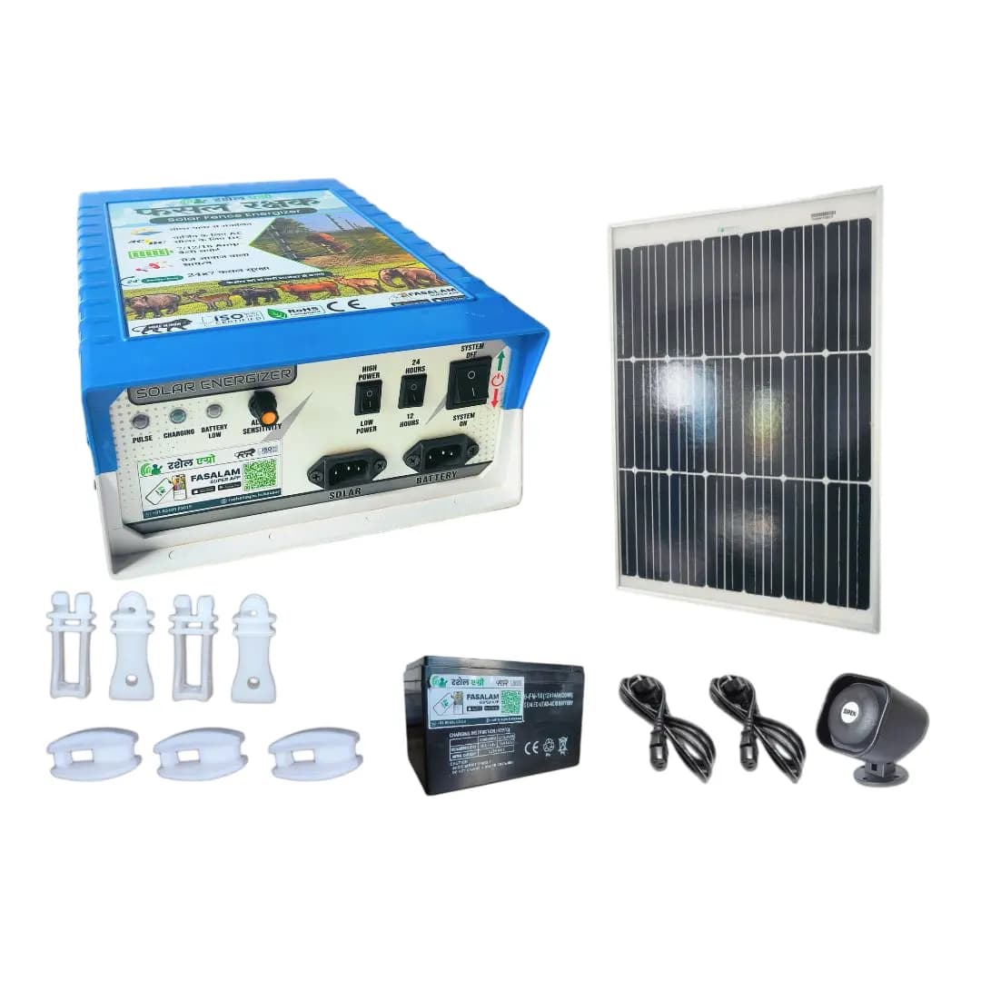 Rashail Solar Zatka Machine Combo Kit 15KV, Farm Fence Solution For Up To 50 Acres (Zatka Machine + Solar Panel + Battery + Insulators Included) - Image 1