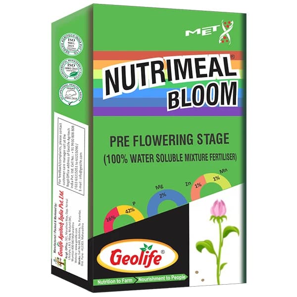 NutriMeal Bloom Pre Flowering Stage 13-42-00 + TE Nano Technology WSF + TE, Presence Of Mg, Mn, Zn Essential For Respiration, Carbohydrate Metabolism