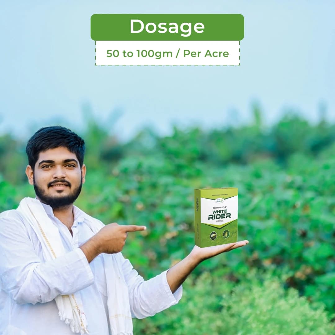 Agriventure WHITE RIDER (Acetamiprid 20% Sp) Insecticide, Used For The Control Of Sucking Pests Like White Fly, Aphid And Jassids - Image 5