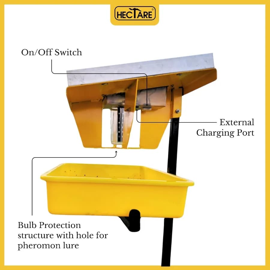 Hectare Automatic Solar Insect Trap with 10 watt Solar Panel UV Light. To capture all types of Insects of Crops. - Image 2