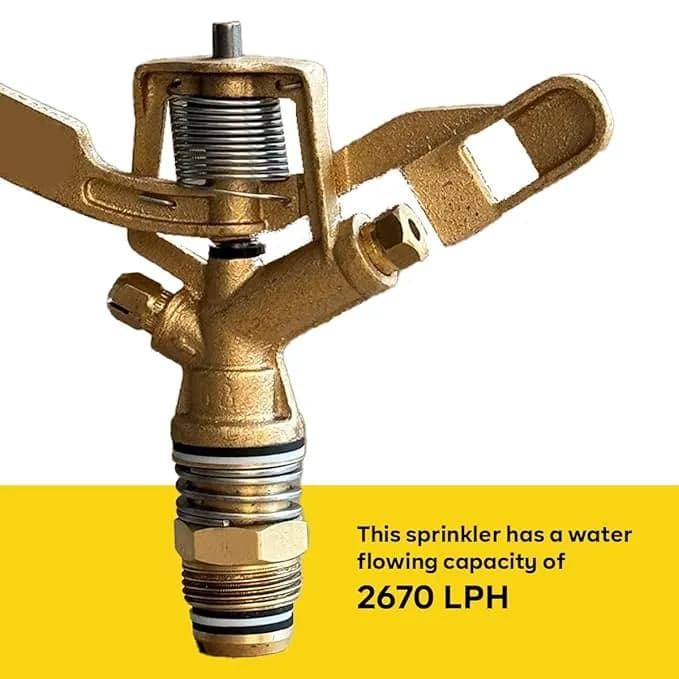 FarmEarth Brass Impact Automatic Rotating Sprinkler Head With Nozzle Heavy Duty Irrigation Sprayer Head 20mm - Image 5