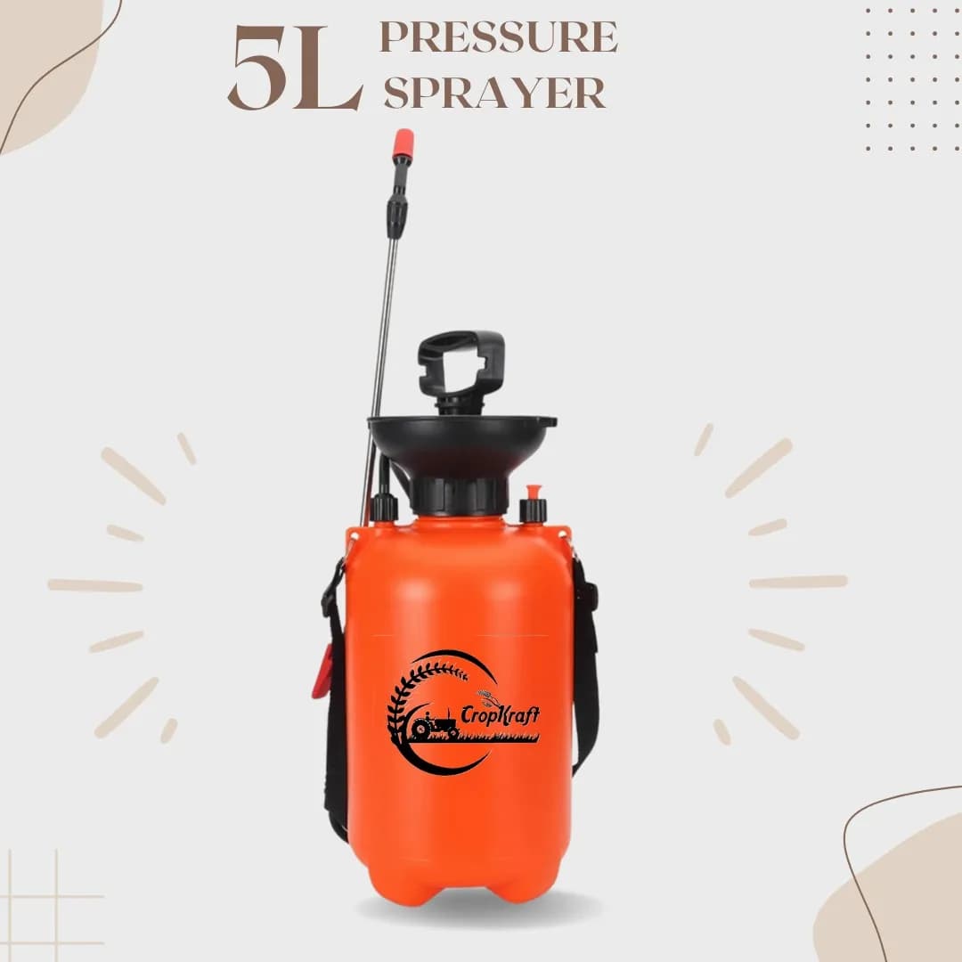 CropKraft Red Pressure Sprayer (5L Capacity), Ideal For Gardening, Spraying Pesticides, Insecticides, Or Water On Plants. - Image 2