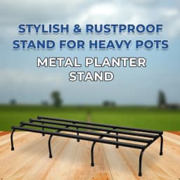 IFFCO Urban Garden 24 Inch Rectangular Metal Planter Stand, Galvanized Iron Stand For Indoor, Outdoor Plants And Pots 2