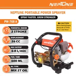 Neptune PW-768A 2-Stroke Portable Power Sprayer, 26CC Petrol Engine, 15 Meter Hose, High Pressure Up To 35 Feet Spray, Ideal For Farming & Garden 3