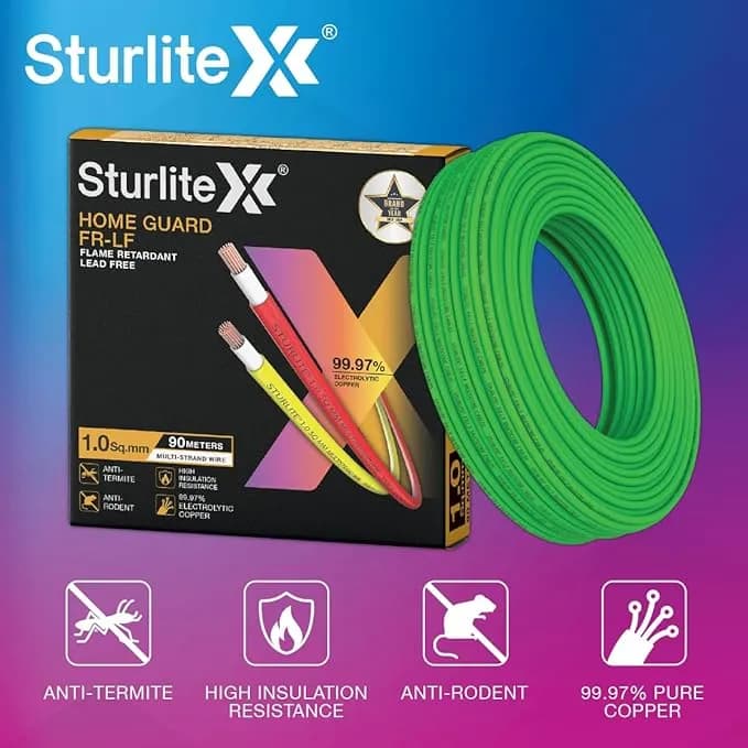 Sturlite Home Guard FR-LF 90 Meter Wire, (1 Sq.mm) PVC Insulated High Purity Copper Wire - Image 4