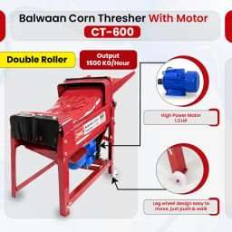 Balwaan CT-600 Corn Thresher With Motor, 1.3 HP 2800 RPM, 1500 Kg Per Hour Capacity, Double Roller 5