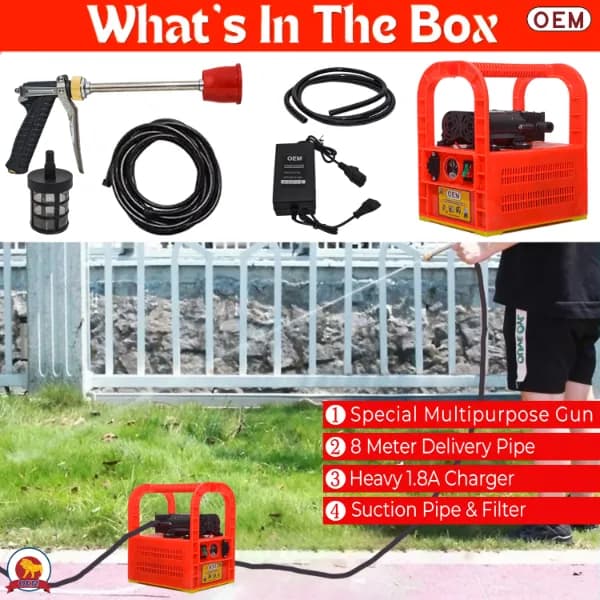 OEM Portable Double Motor Battery Sprayer 12V x 14A Battery, Special Gun & 10 Mtr Pressure Pipe, Ideal For Gardening, Pesticide Application (TP01) - Image 6